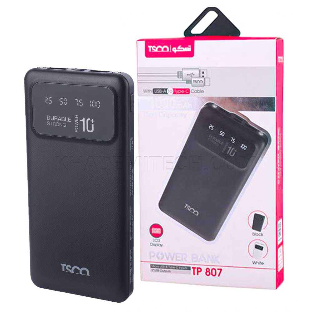807 پاوربانک تسکو مدل TSCO TP 807 10000mAh 10.5W مشکی - Image 1