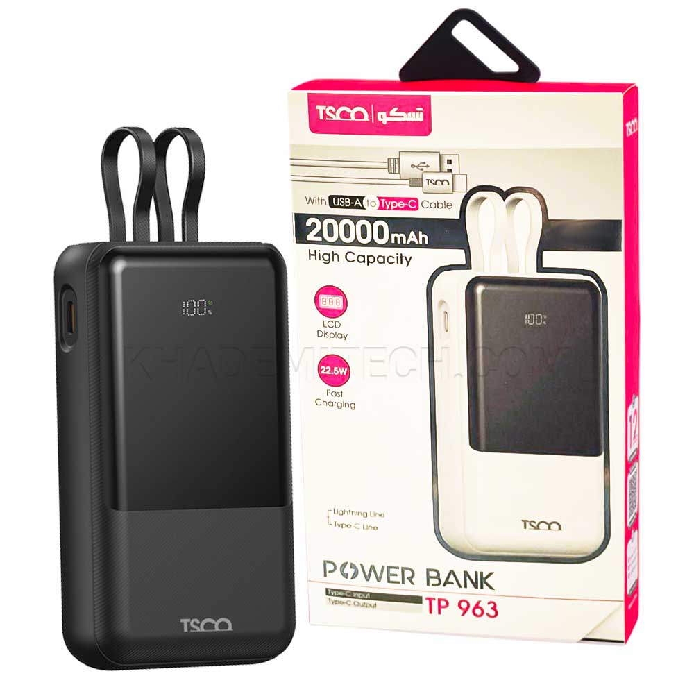 963 پاوربانک تسکو مدل TSCO TP 963 20000mAh 18W مشکی - Image 1