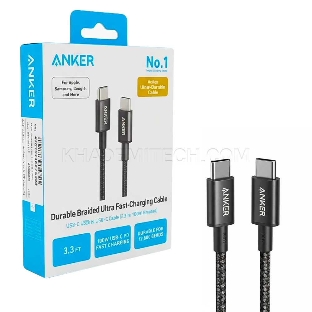 کابل کابل شارژ تبدیل USB-C به USB-C انکر مدل ANKER A8756H11 100W PD TYPE-C مشکی به طول 1 متر - Image 1